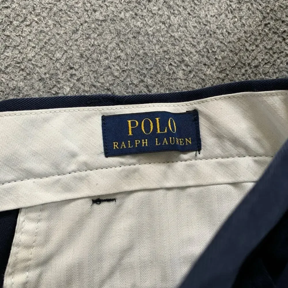 Vintage Polo Ralph Lauren Pants Mens 38 Navy Cotton Flat Front Work Travel Chino